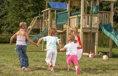 Kids runnging on grass